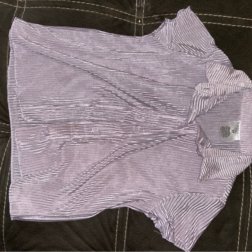 Tahari Girls Lavender Striped Button Down Shirt